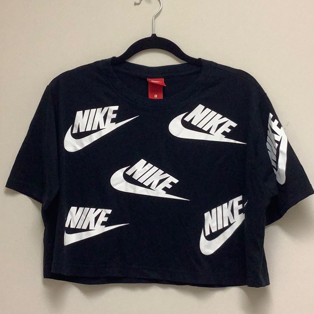 Nike Black and White Logo Crop Top